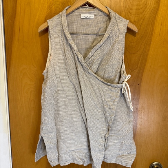 bryn Walker Tops - bryn Walker tan linen Sleeveless Wrap Top